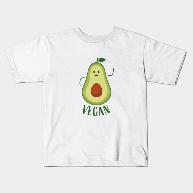 Vegan Avocado Kids T-Shirt by VT Designs